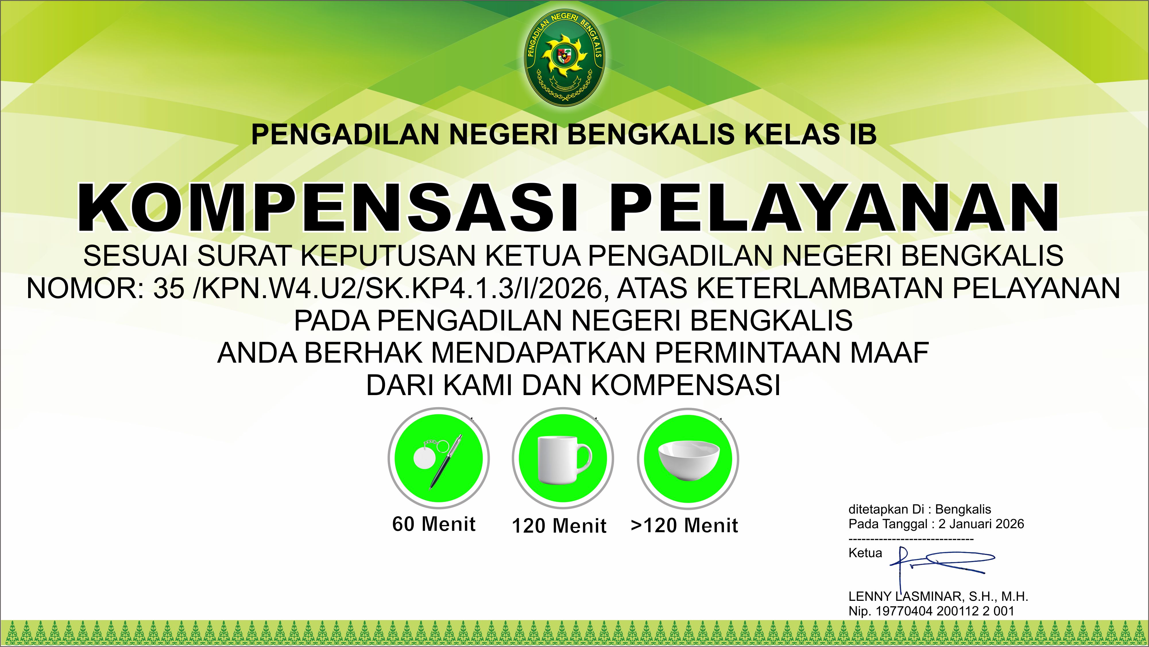 Kompensasi Layanan PN Bengkalis